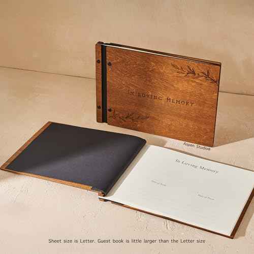 Funeral Guest Book in Loving Memory Funeral Guest Book for Memorial Funeral Service by AspenStudio with Wood Cover Signing Book for Funeral