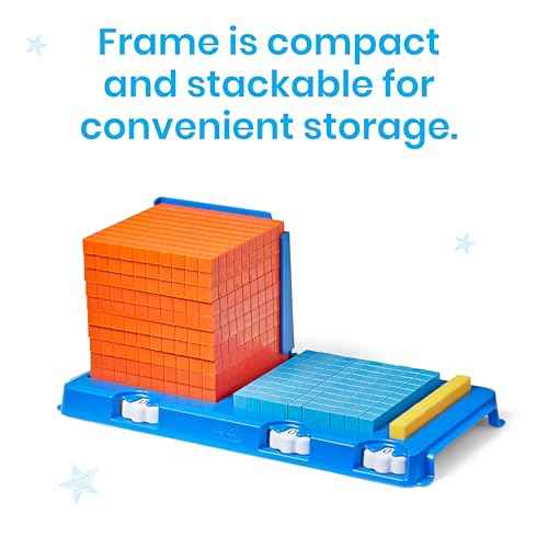 hand2mind Place Value Frame with Base Ten Blocks, Base 10 Blocks, Math Manipulatives Kindergarten, Montessori Math Materials, Counting Cubes, Classroom Supplies for Teacher Elementary