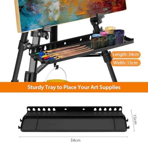 Art Easel Aluminum Alloy Portable Extendable Easel with Hand Crank Adjustable to 61.8 '' Drawing Board Holder, Compass, Level and Storage Bag -for Artists, Painters, Sketching, Outdoor Painting