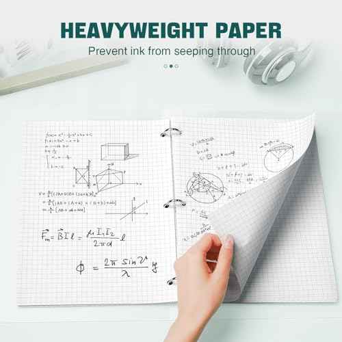 Loose Leaf Graph paper 8 x 10.5, Graph Ruled Paper, 3 Hole Punched Paper, 4 x 4 Quad Ruled Graph Paper, 10-1/2" x 8" Filler Paper Notebook Paper, 120 Sheets Graphing Paper for Business Home School
