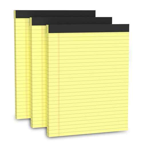 Legal Pads 8.5 x 11, 3 Pack Yellow Note Pads 8.5 x 11 Writing Pads Perforated Paper Tablets 8-1/2 x 11 Wide Ruled Legal Notepads Lined Pads of Paper Notepads Yellow Notebook 30 Sheets Per Notepad