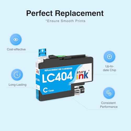 Compatible LC404 Ink Cartridges for Brother Printer Replacement for LC404 LC404 XL Ink Cartridge Compatible with Brother MFC-J1205W Ink Cartridges MFC-J1215W MFC J1205W J1215W Printer (4Pack)