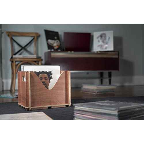 Vinyl Record Storage Crate, 15 x 12 Inches, Brown, Plywood