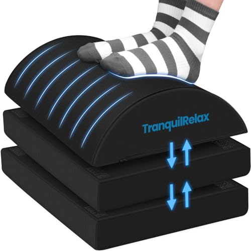 TranquilRelax Black 3-Height Adjustable Foot Rest Under Desk for Ergonomic Comfort