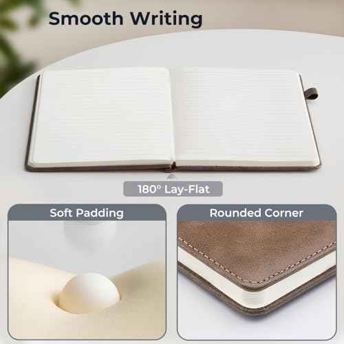 Lined Journal Notebook for Women & Men, Hardcover Leather Journals for Writing, Diary, Journaling, Bible, Work & Travel, A5 (Brown)