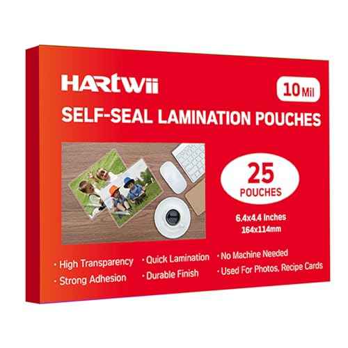 25 Pack Self-Sealing Laminating Pouches 4x6 Inch,10 Mil Self Adhesive Lamination Pouches,Waterproof Photo No Heat Laminating Sheets No Laminator Machine Need