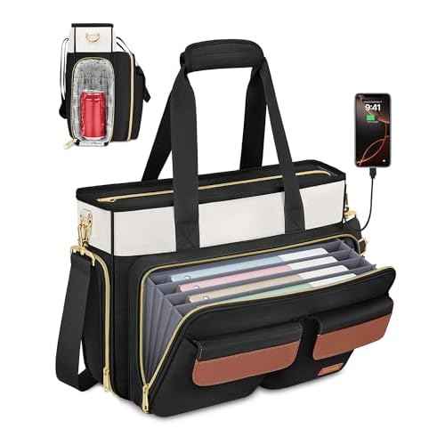 Ytonet Teacher Bag for Women, 15.6 Inch Laptop Tote Bag with Laptop Protective & Accordion File Pockets, Work Bags for Women Nurse Bags Professional Briefcase for Office, Business, College, Nursing
