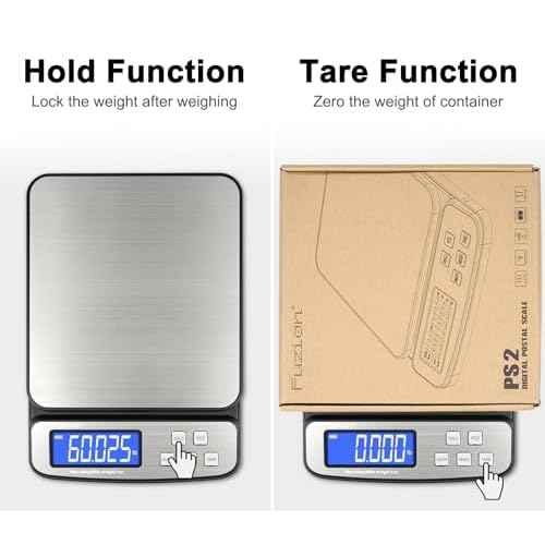 Fuzion Digital Shipping Postal Scale - 88lb x 0.1oz, Stainless Steel Platform, 5 Units, Hold/Tare/PCS Counting, Easy Calibration, Large LCD, Scale for Packages, All-in-1 Shipping Scale