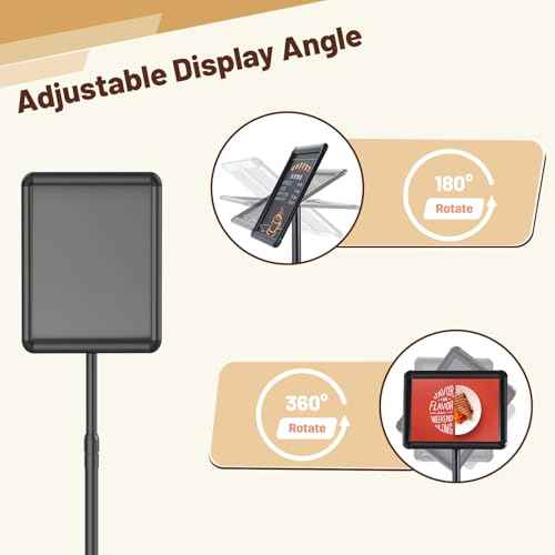 Pedestal Floor Stand Sign Holder for 11*17 inches Poster or chalk board, Snap open frame,360¡Æ Rotation,Outdoor Indoor Standing Display Sign Holders for commerical, directional use, Black