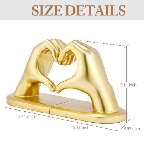 Book Ends Heart Design for Mom, Gold Bookends for Shelves, Non-Skid Bookend, Heavy Duty Resin Book Stopper for Books, Decorative Holder, Gifts for Mother's Day 10.43 x 3.93 x 5.51¡¯¡¯, Gold