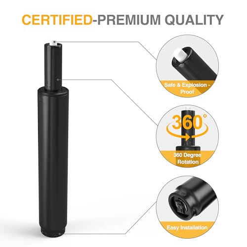 HOSALI 5.5'' Heavy-Duty Gas Lift Chair Cylinder Replacement – Universal 2''(50mm) Stroke, Black 5.5in