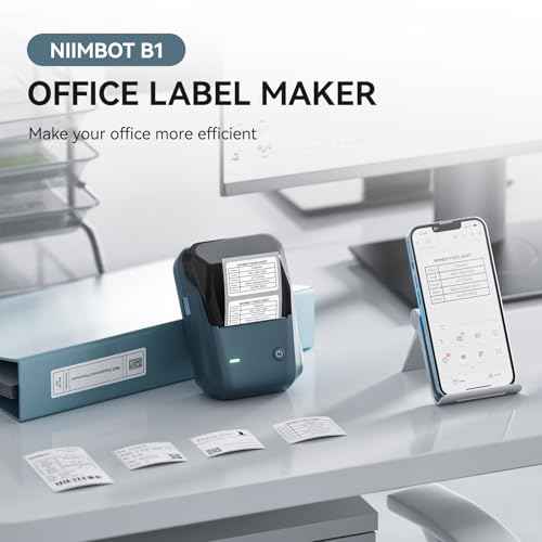 NIIMBOT B1 Label Maker Machine with Tape, 2 Inch Portable Sticker Printer for Home School & Small Business, Compatible with Phones & PC, Blue