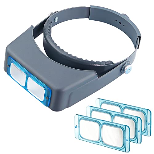Beileshi Headband Magnifier with 4 Interchangeable Lenses, 1.5x-3.5x Optical Glass