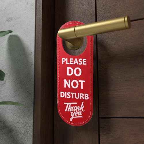 PU Leather Double Sided Please Do Not Disturb Sign, Do Not Disturb Door Hanger Sign, Door Knob Privacy Signs for Office Clinic Dorm Online Class Video and Meeting Session, 1 Pack
