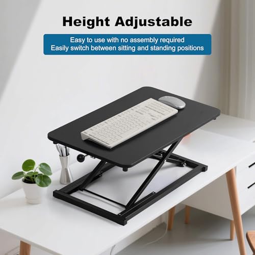 Height Adjustable Standing Desk Converter, Keyboard Riser for Stand Up Desk Riser, Computer Keyboard Stand for Desktop, Ergonomic Sit Stand Computer Workstations Black Size 23.6 Inch