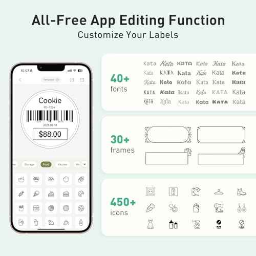 SUPVAN T50M Plus Bluetooth Label Maker Machine with Tape, High Printing Clarity, Versatile App with 40+ Fonts and 450+ Icons, Inkless Labeler for Business, Home, Office Organization, Green