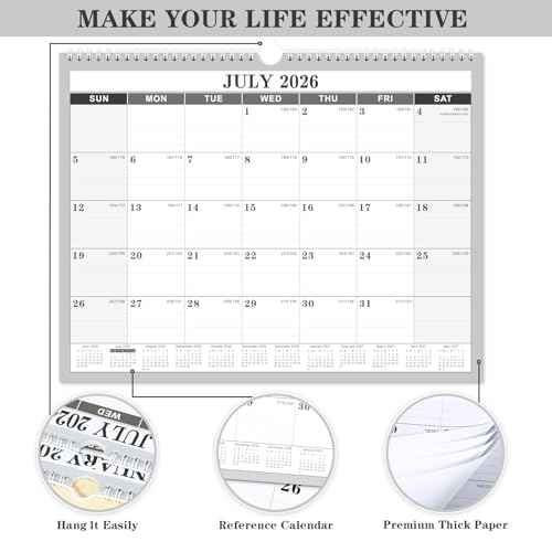 2026 Calendar - 2026 Wall Calendar, Jan. 2026 - Dec. 2026, 14.6'' x 11.4", Large Wall Calendar with Highlighted Holidays, Twin-Wire Binding, Calendar for Planning
