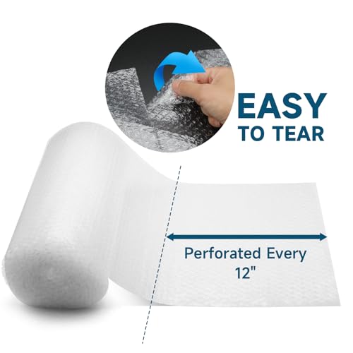 Bubble Cushioning Wrap 12 inch x 36ft - Large Plastic Packing Roll for Moving Boxes & Shipping Supplies - Moving Supplies, Perforated Every 12 Inch