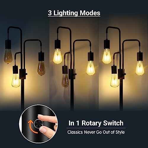 BoostArea Industrial Floor Lamp for Living Room,Modern Standing Lamp Stand Up Lamp with 3 Light, Bulbs Not Included,Simple Design Floor Lamp for Bedroom, Living Room, Office, Kids Room, Reading