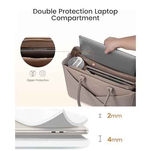 LOVEVOOK Laptop Tote Bag for Women with Large Cup Holder, 15.6 Inch PU Leather Work Bag Teacher Tote Bag, Waterproof Computer Bags Business Office Briefcase Handbag