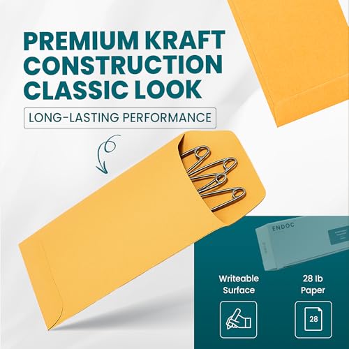 EnDoc Brown Kraft Coin Envelopes 500 Count 2.25x3.5 Small Gummed Seal