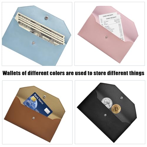4 Pcs Leather Cash Envelope Wallets Set - PU Money Purses for Budgeting, KHRYPTXH