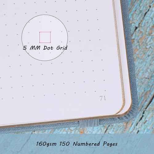TIEFOSSI B5 Dotted Journal, Dot Grid Notebook for Women Men, Hardcover Notebooks for Planner Organization Journaling, 160 GSM Thick Paper, 150 Numbered Pages with Golden Edges