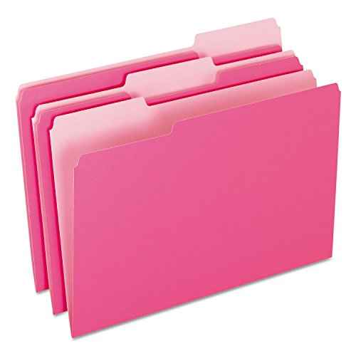 Pendaflex Two-Tone Color File Folders, Legal Size, Pink, 1/3 Cut, 100/BX (153 1/3 PIN)