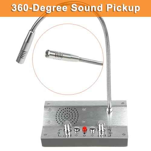 Window Intercom Window Speaker Two Way Intercom Speaker with Mute Function Ticket Counter Interphone for Bank Office Restaurant Hospital Clinic Silver
