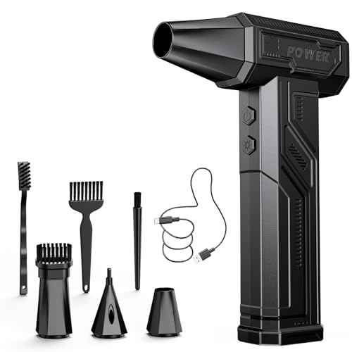 Super Wind Monster - 1 Min Fast Cleaning Dust, Compressed Air Duster, 4-Gear Adjustable Electric Air Duster with Light, Rechargeable Air Blower for Keyboard, PC, Car, and Home Cleaning
