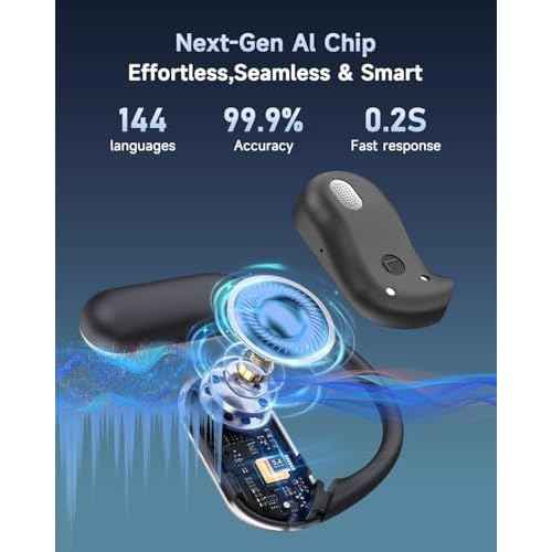 AI Translation Earbuds Real Time,144 Language Translator Earbuds,Bluetooth 5.4 Audifonos Traductores Ingl?s Espa?ol,OWS 4-in-1 Translation Headphones,Translator Headphones Suitable for Travel Learning