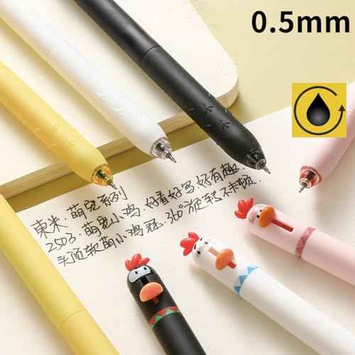 4 Pcs Cute Gel Pens Cartoon Chick Retractable Pens 0.5mm Black Ink Writing Pen Kawaii Funny Chicken Pen for Girls Boys Women Men Office School Supplies (4Pcs Chick)