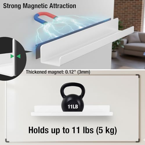 White 17 Inch Magnetic Book Shelf - Reusable Acrylic Display for Classroom & Kitchen