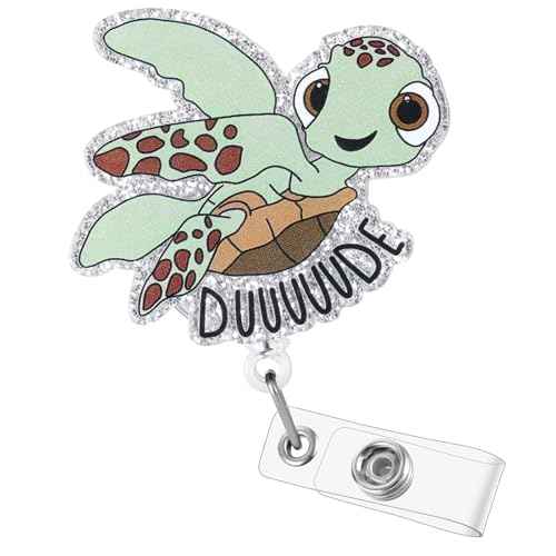 Funny Turtle Nurse Badge Reel, Cute Work Badge Holder with Retractable Clip, Pediatric Badge Buddy, Nursing Student RN LPN CNA MA Medical Worker Teacher Doctor ID Name Badge Clip Accessories