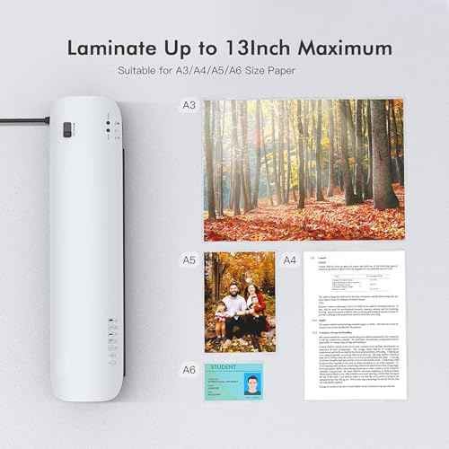 13-Inch(A3) 4-in-1 Thermal Laminator ? 2-Min Fast Warm-Up, Hot & Cold Lamination, Never Jam Technology, Includes Cutter, Corner Rounder & 40 Pouches, Ideal for Home, Office & School