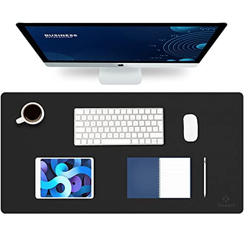 K KNODEL Large Office Desk Mat Leather Mouse Pad 31.5"x15.7" Black