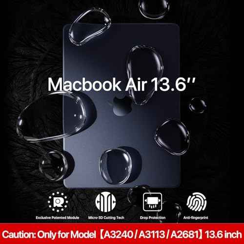 Compatible for MacBook Air 13.6 inch Case M4 M3 M2 2025 2024-2022 Release Model A3240 A3113 A2681, Sturdy Protective Hard Shell Case Cover for MacBook Air M2 13 inch - Midnight Clear