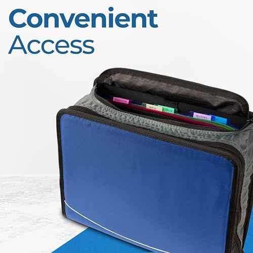 Case-it Mighty Zip Tab School Zipper Binder | 3-Inch O-Rings, 600-Sheet Capacity, 5-Subject Expanding File Folder, Multiple Pockets & Storage Organizer, Shoulder Strap | D-146 Midnight Blue