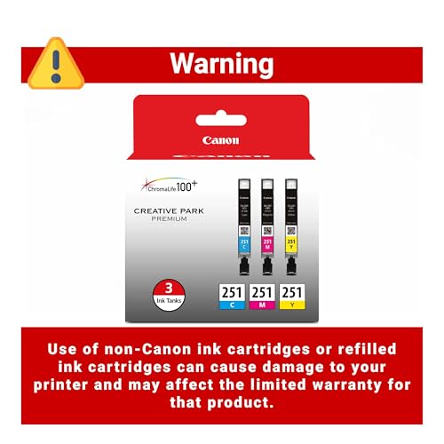 Canon CLI-251 Genuine Three Color Multi Pack, Compatible with MG6320, iP7220 & MG5420, MX922, MG7120, MG6420, MG5520, iX6820, iP8720, MG7520, MG6620, and MG5620 (Optional) Printers