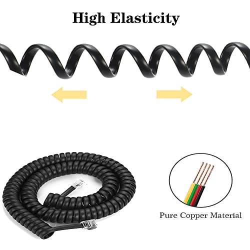 LanSenSu 5 Pack 8ft/1.4ft Landline Phone Handset Cords, RJ9 4P4C Replacement Cable