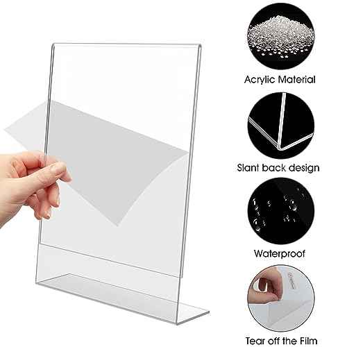 6 Pack Acrylic Sign Stand Holders, 8.5 x 11 Clear Plastic L Shape Table Paper Display Stand, Suit for Displaying Posters, Picture, Flyers, Menu