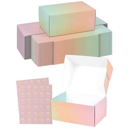 Small Colored Shipping Boxes, 9x6x4 Inch Cute Packaging Box for Gift, Pack of 30
