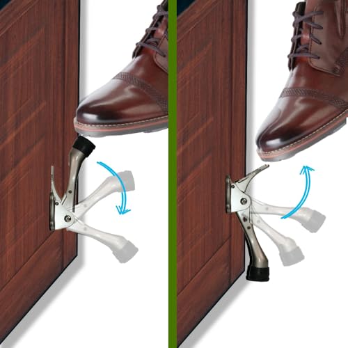 HA SHI Satin Nickel One Touch Kickdown Door Stopper 4 Inch - 1 Pack