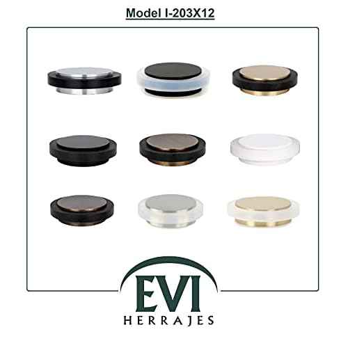 EVI Herrajes | Adhesive Door Stop | ¨ª1.75" X 0.55" | Stainless Steel Body | White Finish | White Natural Silicone Rubber | Mod. I-203X12BL
