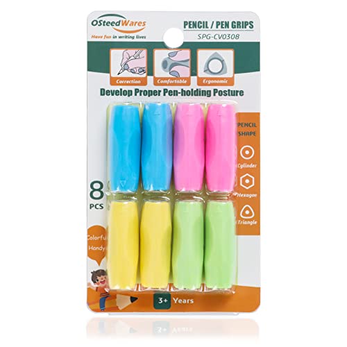 Classic 8-Pack Silicone Ergonomic Pencil Grips for Adults, Arthritis Relief