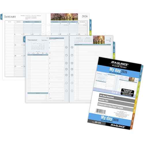 AT-A-GLANCE 2026 Planner, Daily & Monthly, 5.5" x 8.5", Desk Size 4, Two Page Per Day Refill, Loose-Leaf, Zenscapes (281-225-26)