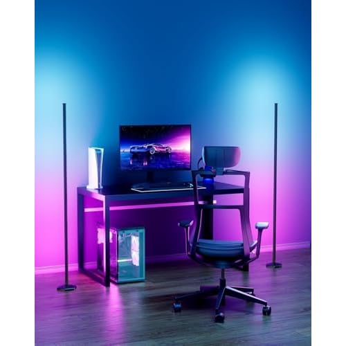 2PCS Corner Floor Lamp,RGB LED Corner Lamp with Remote Control,65" Color Changing Mood Light with Smart App and Remote Control Modern Floor Lamp with Music Sync for Bedroom, Living Room Gaming Room