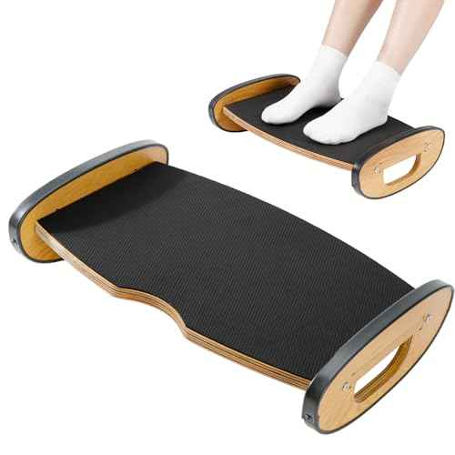 Solid Wood Foot Rest for Under Desk at Work - Ergonomic Foot Stool Under Desk,Rocking Foot Rest with All-Non-Slip Mat for Feet Support Leg Under Stools Footrest for Home Office Gaming