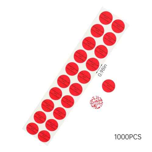 Solitary Walker 1000Pcs Tamper Evident Security Void Stickers Diameter 1 inch Round Red Complete Transfer Tamper Proof Labels Safety Torn up Invalid Seals Tape