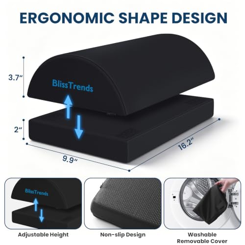 Black Adjustable Foot Rest Under Desk for Office Comfort - BlissTrends